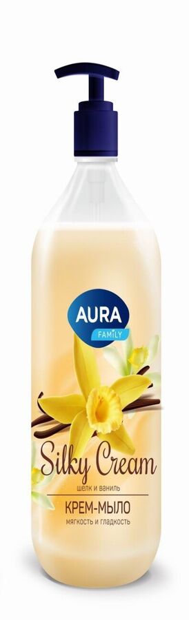Крем-мыло Aura Шелк и ваниль, Silky Cream, 1000 мл