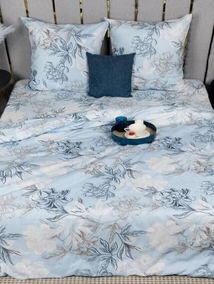 Комплект постельного белья 1,5-спальный, бязь "Комфорт" (Симфония, голубой)