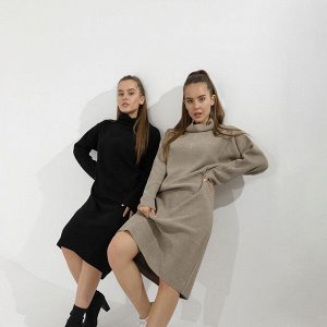 Платье вязаное SL, с узором, чёрный