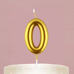 Свеча-цифра в торт «0», золото, 4 х 10 см
