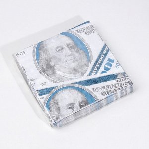 Сувенирные салфетки "Пачка баксов", 2-х слойные, 25 листов, 33х33 см