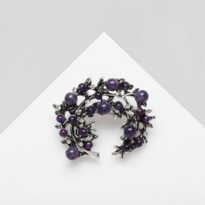 Брошь «Ветвь аметиста», цвет фиолетовый в чернёном серебре