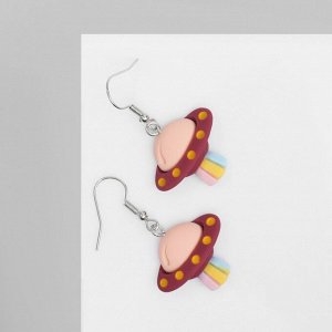 Серьги ассорти «Радость» космический корабль, цветные в серебре