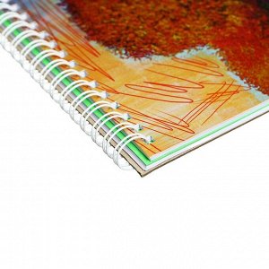 Скетчбук Calligrata, 170 х 170 мм, 55 листов, твёрдая обложка, "Сад", металлизированный картон с объёмным рисунком, блок 80 г/м2 + 5 листов тонированной бумаги