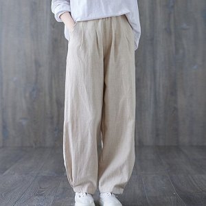 Женские брюки-шаровары с эластичным поясом, бежевый