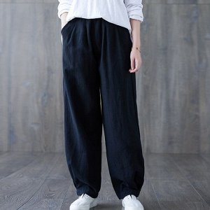 Женские брюки-шаровары с эластичным поясом, черный
