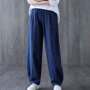 Женские брюки-шаровары с эластичным поясом, синий