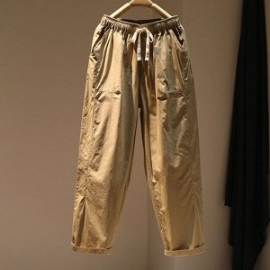 Женские брюки с эластичным поясом, хаки