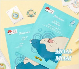 JMsolution Moa Seal Cica Mask - Pokemon Snorla Набор 3шт: тканевые маски успокаивающие