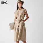 UNIQLO - хлопковое платье с поясом - 32 BEIGE