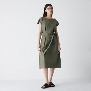 UNIQLO - хлопковое платье с поясом - 56 OLIVE