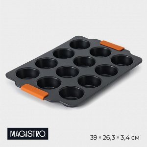 Форма для выпечки Magistro «French Bakery. Круг», 39x26.3x3.4 см, 12 ячеек, антипригарное покрытие