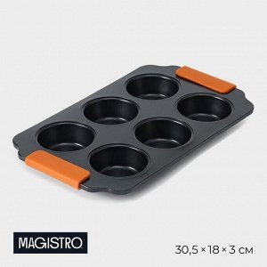 Форма для выпечки Magistro «French Bakery. Круг», 30.5x18x3 см, 6 ячеек, антипригарное покрытие