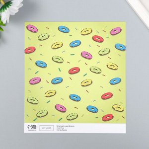 Бумага для скрапбукинга двусторонняя "Бабочки и пончики" плотность 180 гр 15,5х17 см
