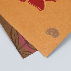 Бумага для скрапбукинга двусторонняя "Цветы и листья крафт" плотность 180 гр 30,5х32 см