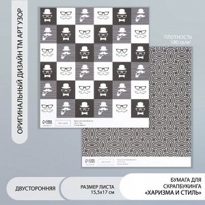Двусторонняя бумага для скрапбукинга «Арт Узор. Харизма и стиль», 180 г/м², 15.5x17 см