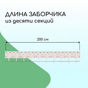 Ограждение декоративное, 30 ? 200 см, 10 секций, пластик, белое «Берёзовая роща»