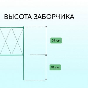 Ограждение декоративное, 70 x 482 см, 5 секций, металл, зелёное, «Буби»