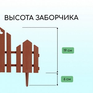 Ограждение декоративное, 25 x 170 см, 5 секций, пластик, терракотовое, «Чудный сад»