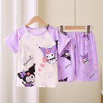 Детский пижамный комплект с принтом &quot;Куроми&quot;: футболка + шорты на резинке, цвет фиолетовый