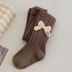 Детские колготки с декоративным бантом, цвет тёмно-коричневый