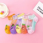 Набор детских укороченных носок с разноцветным принтом и сетчатыми вставками (5 пар)