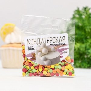 Новогодняя посыпка кондитерская Конфетти (желтое,красное,зеленое,оранжевое), 20 г