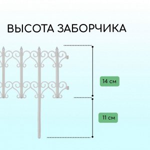 Ограждение декоративное, 25 * 180 см, 5 секций, пластик, белое, «Классика»