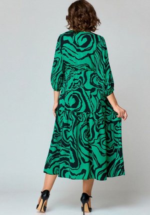 Платье EVA GRANT 7235 зелень принт