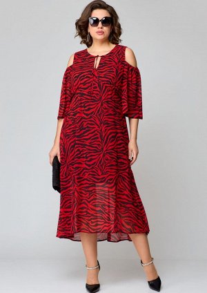 Платье EVA GRANT 7234 красно-черный принт