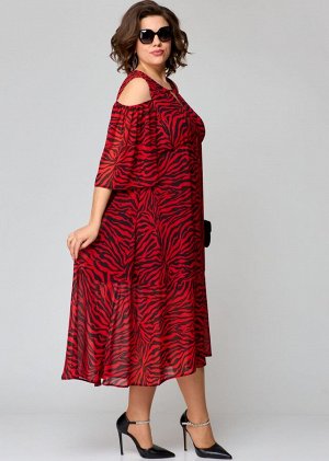 Платье EVA GRANT 7234 красно-черный принт