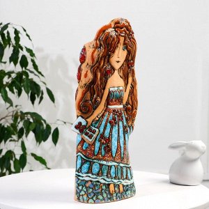 Сувенир керамика "Девушка в прекрасном платье с бабочками" (Ваза) h= 44,5 см. V=4л