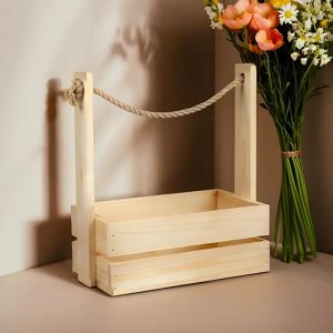 Дарим красиво Кашпо деревянное 28x15x30 см &quot;Аром&quot;, ручка канат, натуральная сосна