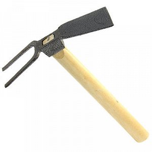 Мотыга-рыхлитель 2 зубца, прямая, металл, деревянная ручка 3