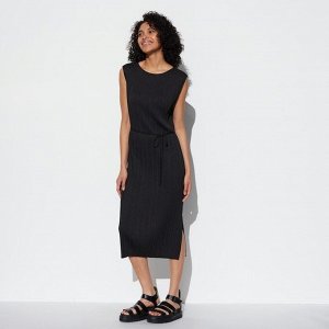 UNIQLO - платье плиссе с пояском - 09 BLACK