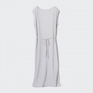 UNIQLO - платье плиссе с пояском - 02 LIGHT GRAY