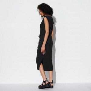 UNIQLO - платье плиссе с пояском - 09 BLACK