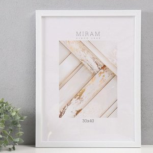 Фоторамка пластик "МИРАМ" 30х40 см, 861 белый (пластиковый экран)