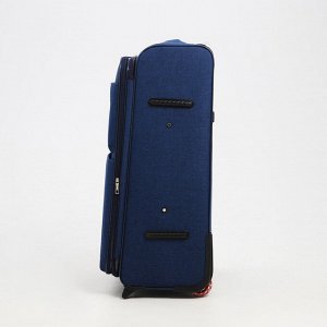 Чемодан большой 95 л (L), отдел на молнии, с расширением, кодовый замок, 3 колеса, 2 наружных кармана, цвет синий