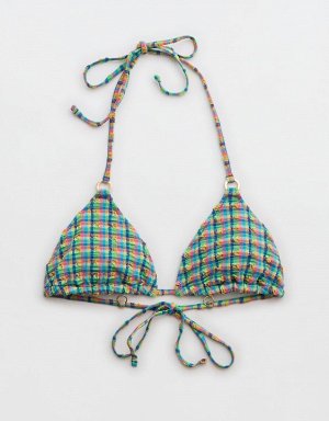 Aerie Gingham String Triangle Bikini Top