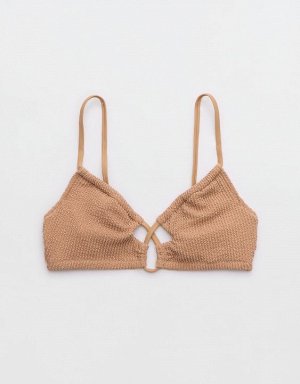 Aerie Shimmery Crinkle Lace Up Scoop Bikini Top