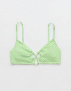 Aerie Crinkle Lace Up Scoop Bikini Top