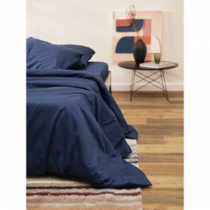 Комплект постельного белья из премиального сатина темно-синего цвета из коллекции Essential, 150х200 см