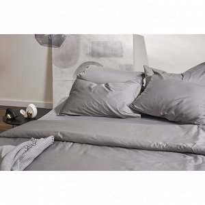 Комплект постельного белья из премиального сатина серого цвета из коллекции Essential, 200х220 см