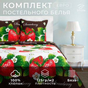 Постельное бельё "Этель" евро Виктория 200х217 см, 240*220 см, 70х70 см - 2 шт., 100% хлопок, бязь 125 г/м²