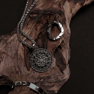 Кулон-оберег «Коловрат» пылающий, цвет чернёное серебро, 60 см