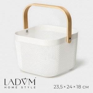Корзина для хранения LaDо́m «Скандинавия», квадратная, 23.5x24x18 см, белая
