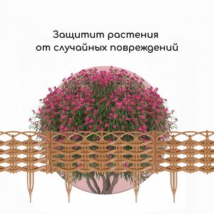 Ограждение декоративное, 25 ? 300 см, 8 секций, пластик, жёлтое «Ивушка»