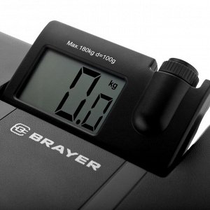 Весы напольные BRAYER BR3736, электронные, до 180 кг, 4хАА (не в комплекте), чёрные