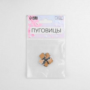 Пуговицы на ножке «Клевер», d=13 мм, набор 5 шт., цвет серебряный, коричневый